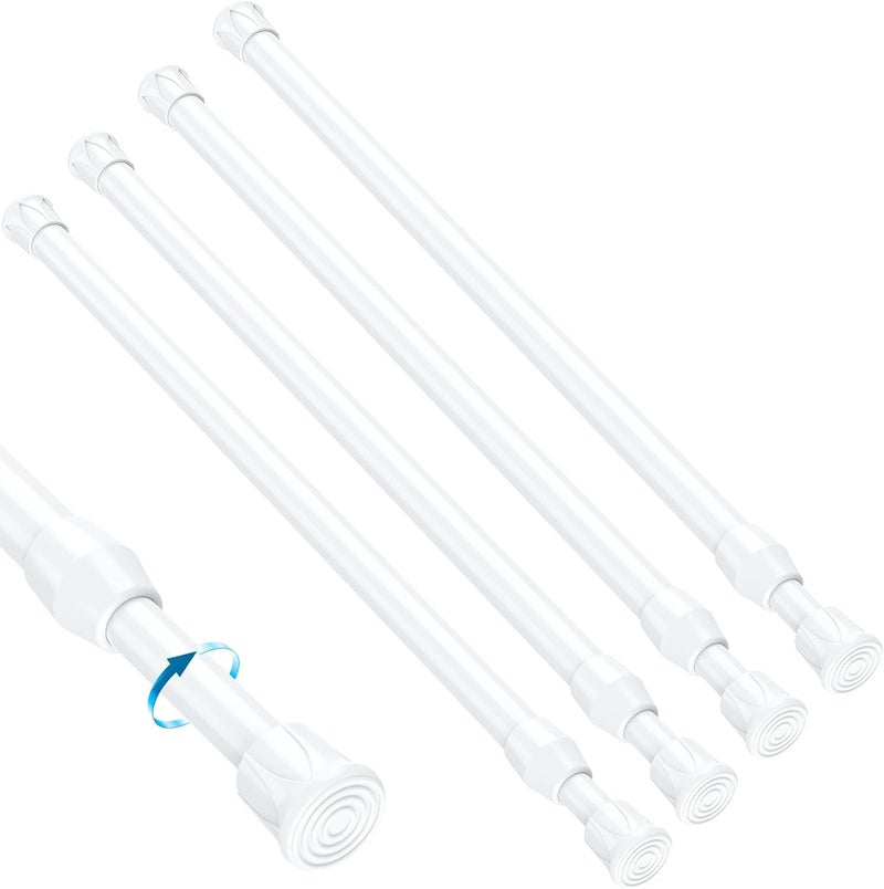 MEXAU 4PCS Small Tension Curtain Rod 28 to 48 Inch,White Short Curtain Rods No Drilling,Loaded Expandable Spring Curtain Rods for Kitchen,Closet,Cupboard,Door,Bookshelf - Image 1